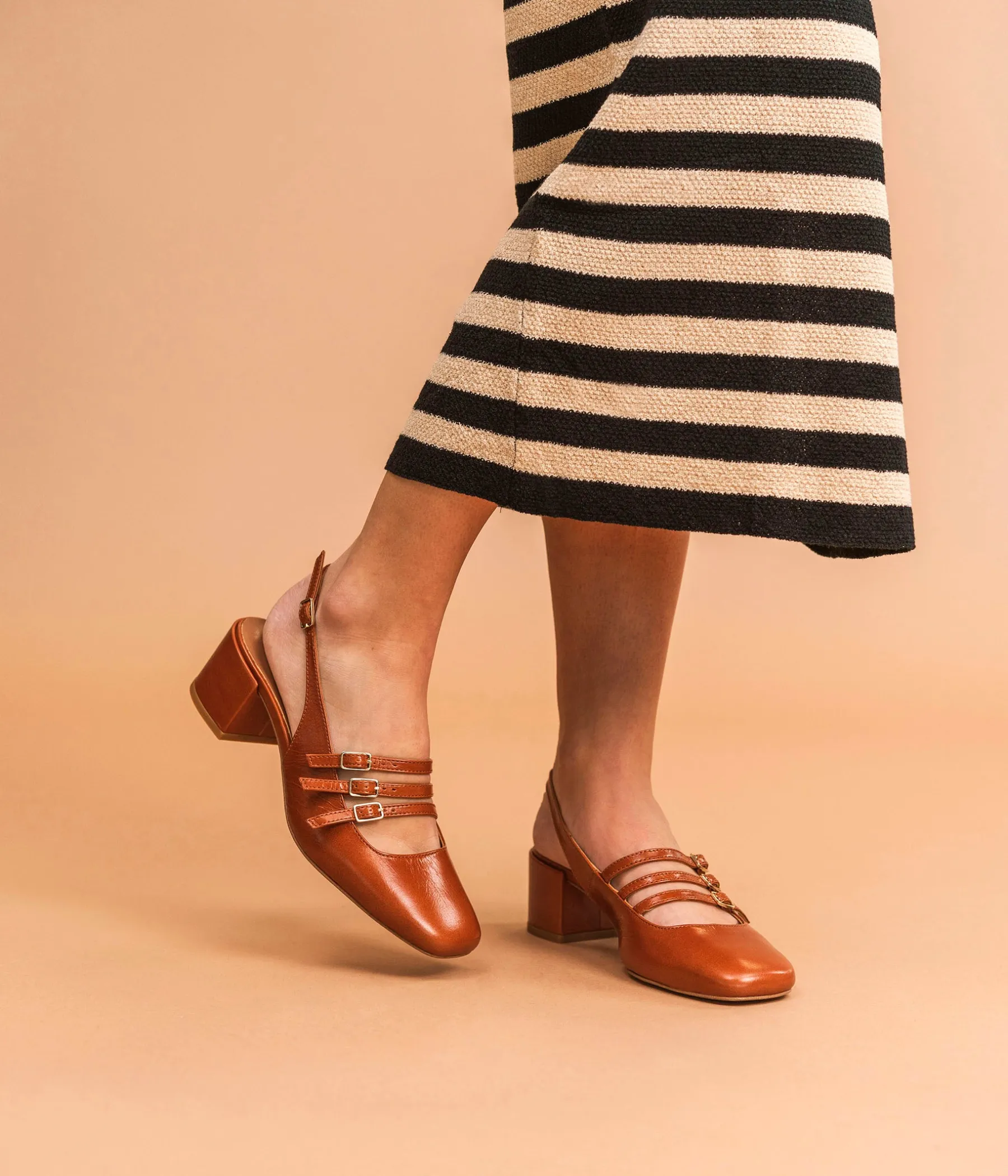 Femme Bocage Slingbacks|Escarpins>BABIES DEMI COGNAC