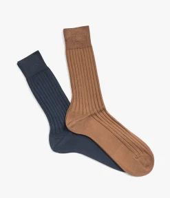 Homme Bocage Chaussettes>CHAUSSETTES ADELON MARINE ET COGNAC