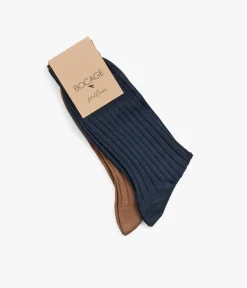 Homme Bocage Chaussettes>CHAUSSETTES ADELON MARINE ET COGNAC