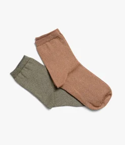 Femme Bocage Chaussettes>CHAUSSETTES NACRE VERT ET OCRE